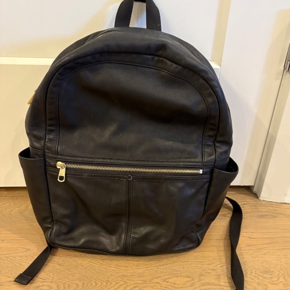STATE Black Leather Backpack